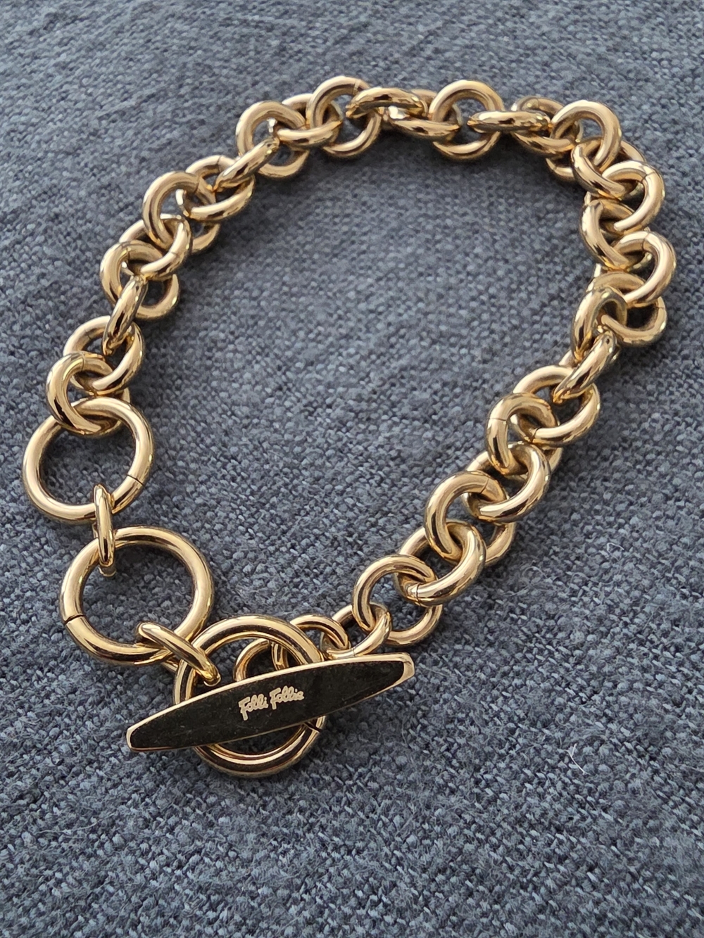 FOLLI FOLLIE Gold-Tone Chunky Chain-link Bracelet Toggle Clasp
